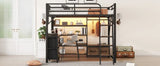 Queen Metal Loft Bed With Desk Storage And LED - Omega Lifestyles
