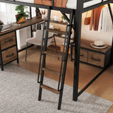 Queen Metal Loft Bed With Desk Storage And LED - Omega Lifestyles