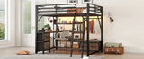 Queen Metal Loft Bed With Desk Storage And LED - Omega Lifestyles