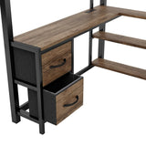 Queen Metal Loft Bed With Desk Storage And LED - Omega Lifestyles