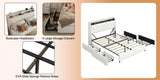 Queen Metal Platform Bed Frame With Ergonomic Headboard And Outlets - Driftwood - Omega Lifestyles