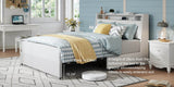 Queen Metal Platform Bed Frame With Ergonomic Headboard And Outlets - Driftwood - Omega Lifestyles