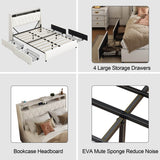 Queen Metal Platform Bed Frame With Ergonomic Headboard And Outlets - Driftwood - Omega Lifestyles