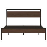 Queen Metal Platform Bed Frame With Wooden Headboard - Driftwood - Omega Lifestyles