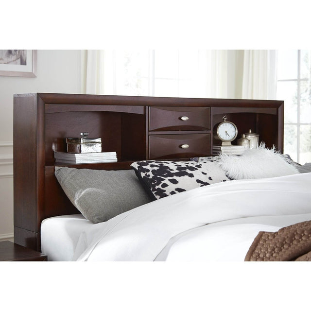 Queen Modern Wood Storage Bed With Bookcase Headboard - Omega Lifestyles