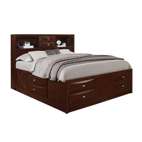 Queen Modern Wood Storage Bed With Bookcase Headboard - Omega Lifestyles
