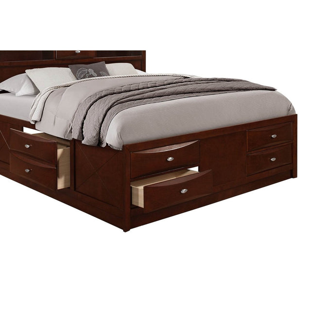 Queen Modern Wood Storage Bed With Bookcase Headboard - Omega Lifestyles