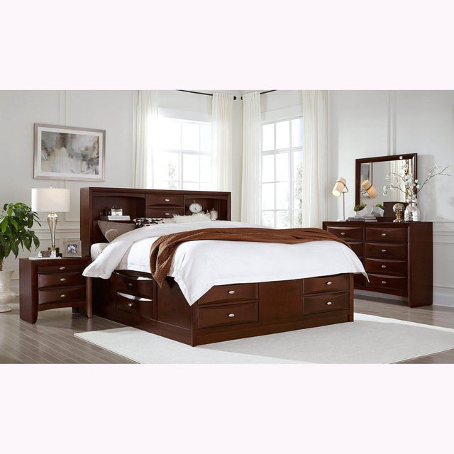 Queen Modern Wood Storage Bed With Bookcase Headboard - Omega Lifestyles