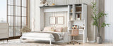 Queen Multi - Functional Murphy Bed With Sofa Desk Storage - Driftwood - Omega Lifestyles
