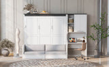 Queen Multi - Functional Murphy Bed With Sofa Desk Storage - Driftwood - Omega Lifestyles