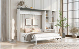 Queen Multi - Functional Murphy Bed With Sofa Desk Storage - Driftwood - Omega Lifestyles