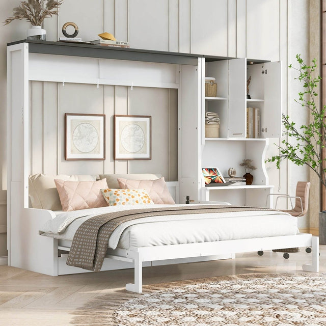 Queen Multi-Functional Murphy Bed With Sofa Desk Storage - Omega Lifestyles