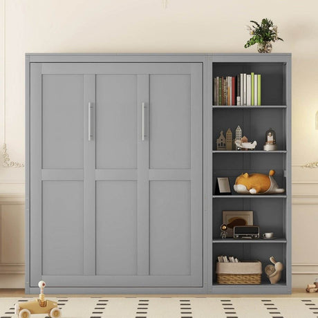 Queen Murphy Wall Bed With Shelves Solid Wood - Sleep Galleria