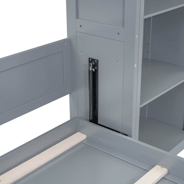 Queen Murphy Wall Bed With Shelves Solid Wood - Omega Lifestyles