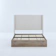 Queen Shelton Upholstered Wingback Fabric Metal Bed Frame - Driftwood - Omega Lifestyles