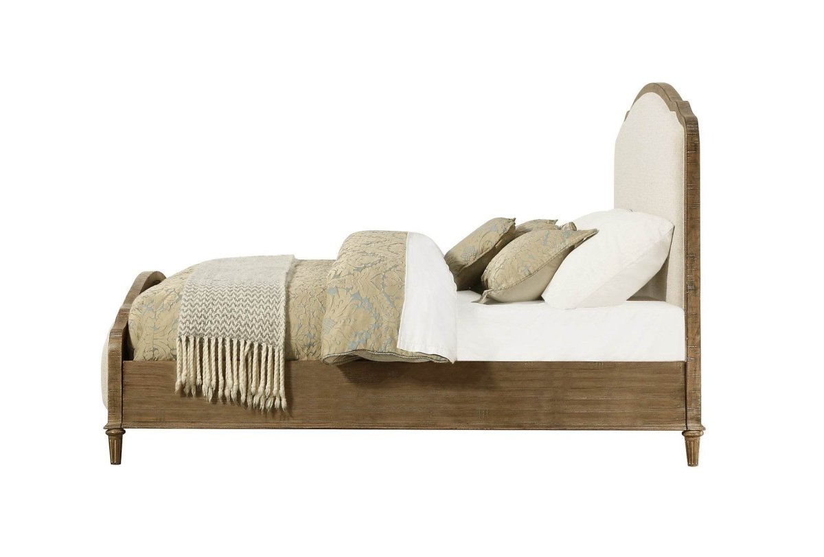 Queen Solid Wood Foam Upholstered Bed Frame - Driftwood - Omega Lifestyles