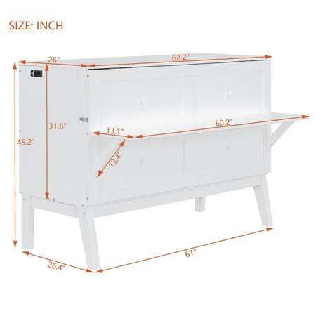 Queen Space-Saving Murphy Bed With USB Charging Ports - Sleep Galleria