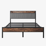 Queen Storage Bed Frame With Charging Station and Headboard - Driftwood - Omega Lifestyles