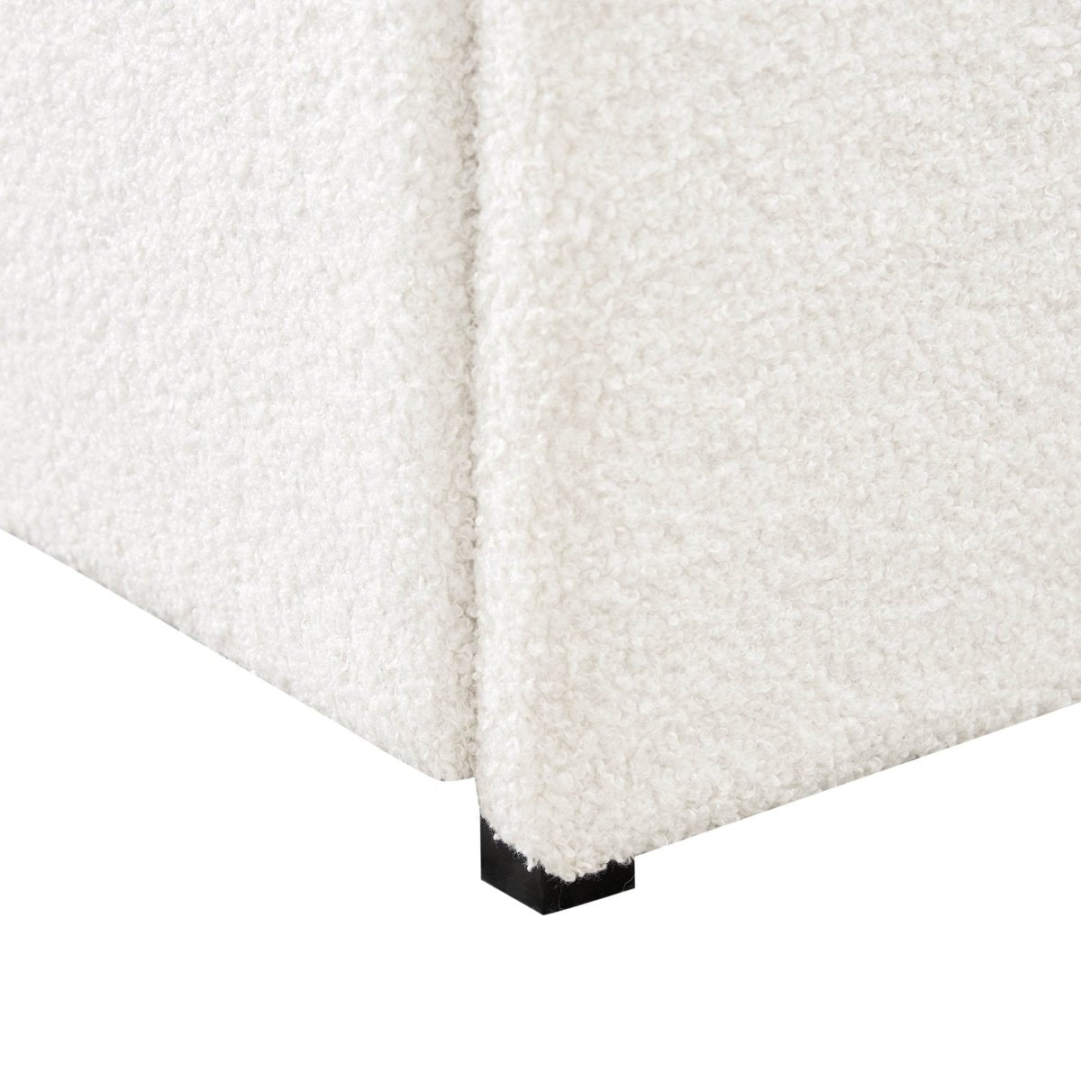 Queen Upholstered Boucle Storage Bed Frame With Drawers - Driftwood - Omega Lifestyles