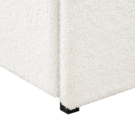 Queen Upholstered Boucle Storage Bed Frame With Drawers - Driftwood - Omega Lifestyles