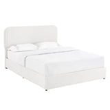 Queen Upholstered Boucle Storage Bed Frame With Drawers - Driftwood - Omega Lifestyles