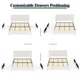 Queen Upholstered Boucle Storage Bed Frame With Drawers - Driftwood - Omega Lifestyles