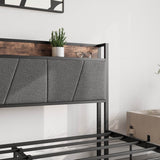 Queen Upholstered Storage Bed Frame With Charging Station - Driftwood - Omega Lifestyles