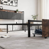 Queen Upholstered Storage Bed Frame With Charging Station - Driftwood - Omega Lifestyles