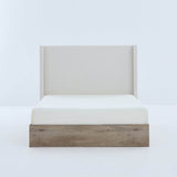 Queen Upholstered Wingback Chenille Fabric Bed Frame - Driftwood - Omega Lifestyles