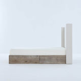 Queen Upholstered Wingback Chenille Fabric Bed Frame - Driftwood - Omega Lifestyles