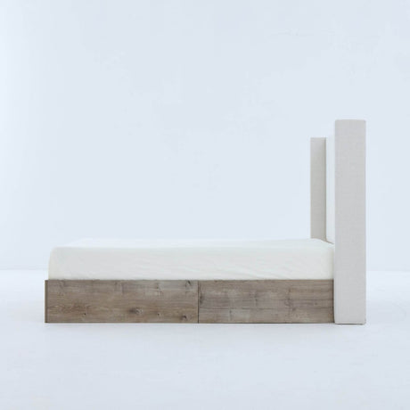 Queen Upholstered Wingback Chenille Fabric Bed Frame - Driftwood - Omega Lifestyles