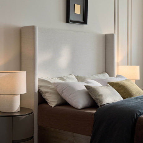 Queen Upholstered Wingback Chenille Fabric Bed Frame - Driftwood - Omega Lifestyles