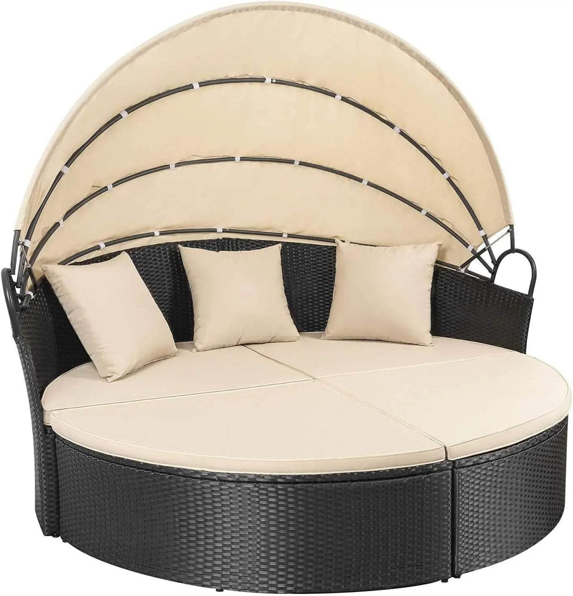 Retractable Canopy Rattan Outdoor Daybed With Cushions - Omega Lifestyles