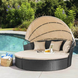 Retractable Canopy Rattan Outdoor Daybed With Cushions - Omega Lifestyles