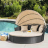Retractable Canopy Rattan Outdoor Daybed With Cushions - Omega Lifestyles