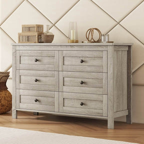Retro Farmhouse Style Antique Gray Wooden Dresser - Omega Lifestyles
