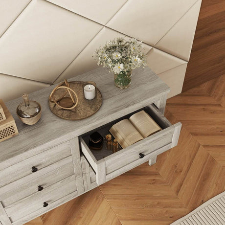 Retro Farmhouse Style Antique Gray Wooden Dresser - Sleep Galleria