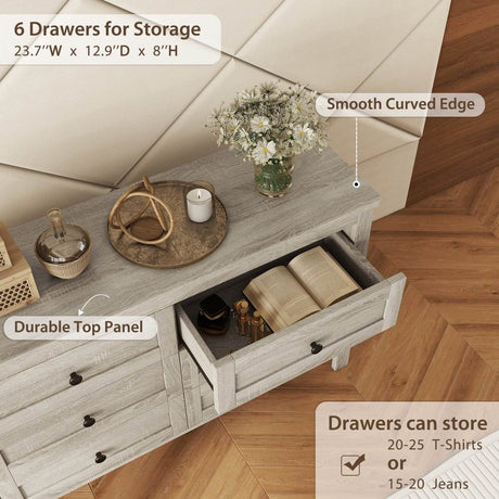 Retro Farmhouse Style Antique Gray Wooden Dresser - Sleep Galleria