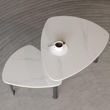 Rotatable Modern White Sintered Stone Top Coffee Table - Omega Lifestyles