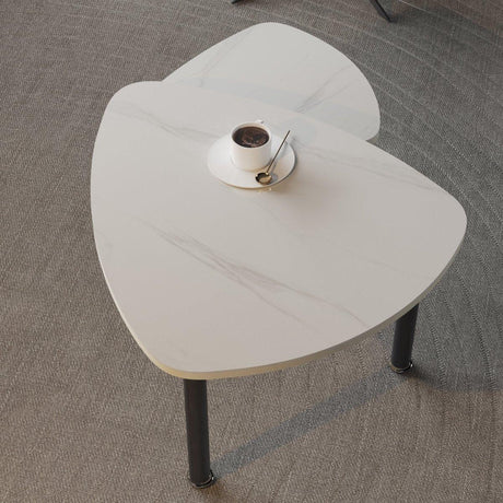 Rotatable Modern White Sintered Stone Top Coffee Table - Omega Lifestyles