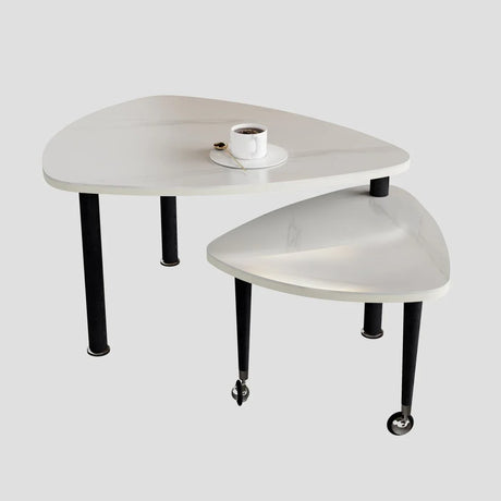 Rotatable Modern White Sintered Stone Top Coffee Table - Omega Lifestyles