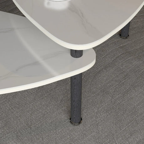 Rotatable Modern White Sintered Stone Top Coffee Table - Omega Lifestyles