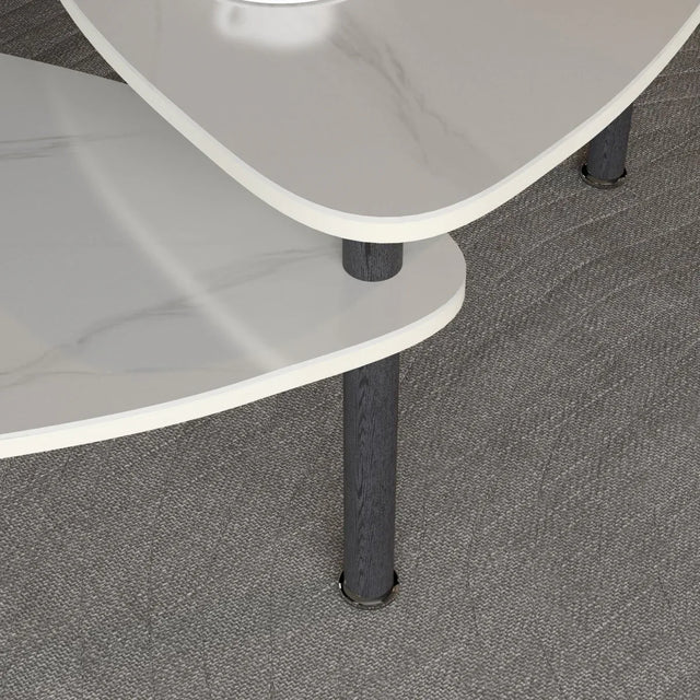 Rotatable Modern White Sintered Stone Top Coffee Table - Omega Lifestyles