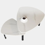 Rotatable Modern White Sintered Stone Top Coffee Table - Omega Lifestyles