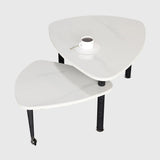 Rotatable Modern White Sintered Stone Top Coffee Table - Omega Lifestyles