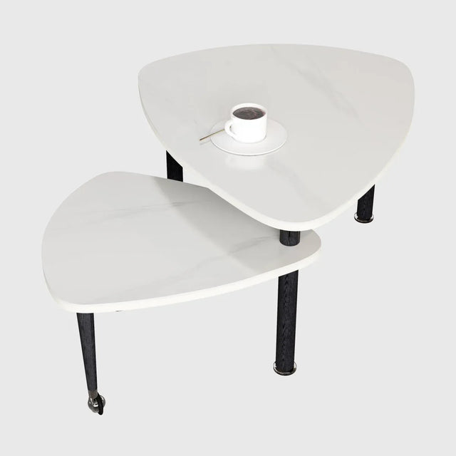 Rotatable Modern White Sintered Stone Top Coffee Table - Omega Lifestyles