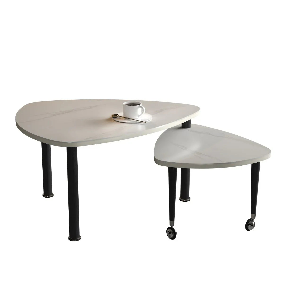 Rotatable Modern White Sintered Stone Top Coffee Table - Omega Lifestyles