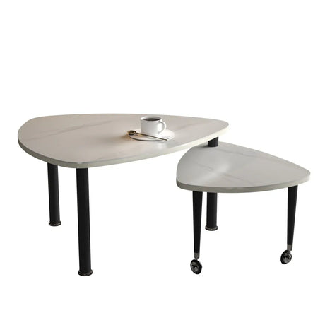 Rotatable Modern White Sintered Stone Top Coffee Table - Omega Lifestyles