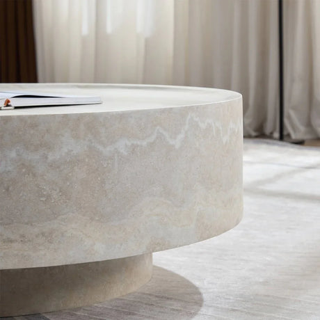 Round Fiberglass Durable Coffee Table With Open Storage - Omega Lifestyles