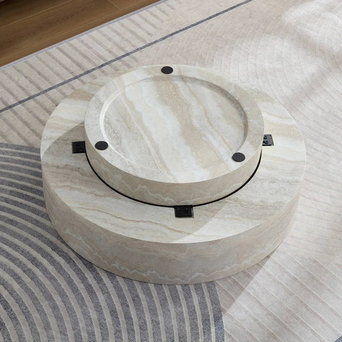 Round Fiberglass Durable Coffee Table With Open Storage - Omega Lifestyles